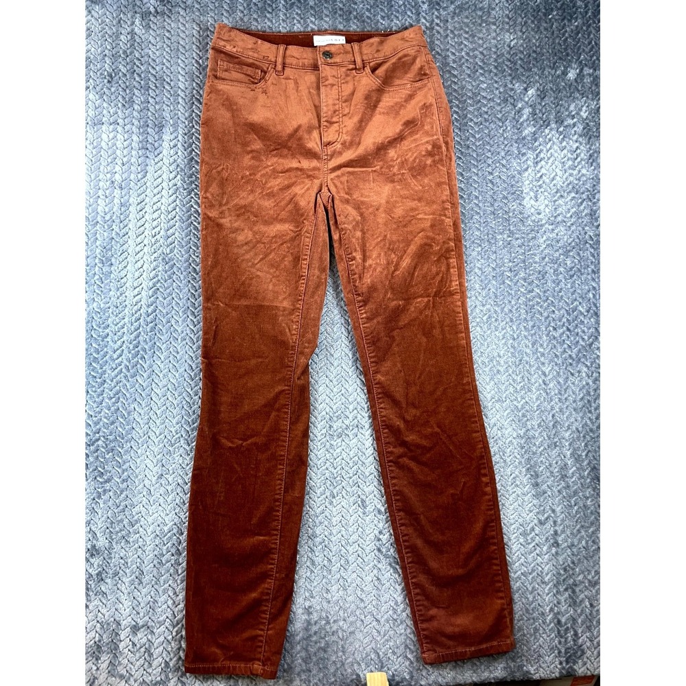 LOFT Corduroy Pants Womens 2/26 Rust Brown Cotton Stretch High Rise Skinny Leg